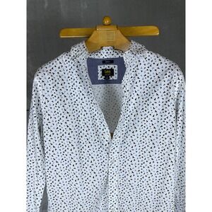 Lee Regular Fit Stretch Button Up Shirt Bird Print Mens Medium Casual
